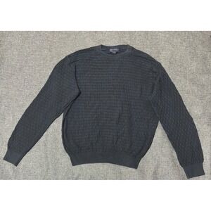 Byron Nelson Mens XL Sweater Eleven Straight Pima Cotton Textured Black